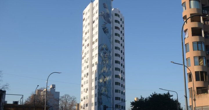 Frente a la Catedral, crece en La Plata el mural más grande del mundo dedicado al «Papa de la paz»